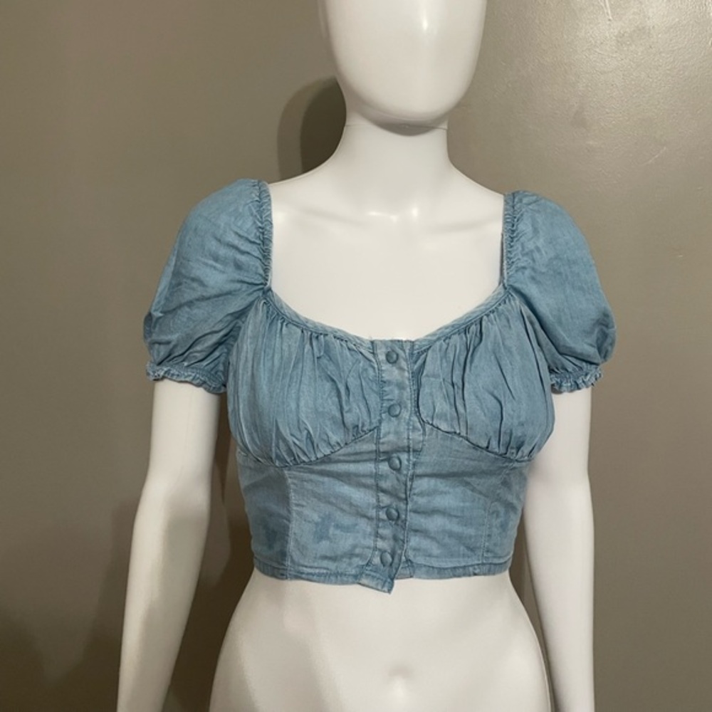 DIZZY LIZZY Denim Button Down Crop Top